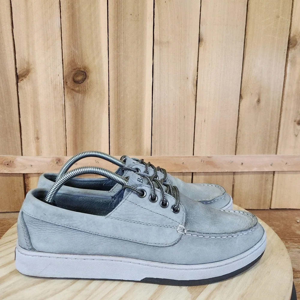 L.L.Bean Boat Shoes Mens Size 9.5 Gray Nubuck Casual Comfort Moc Toe Walking